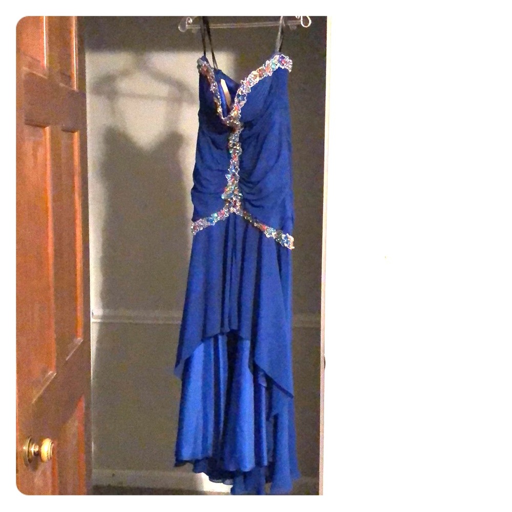 Royal blue dress with beautiful beading